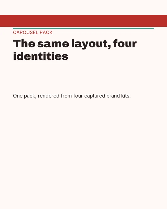 The Broadsheet carousel pack rendered in the saas startup brand kit for Tessel
