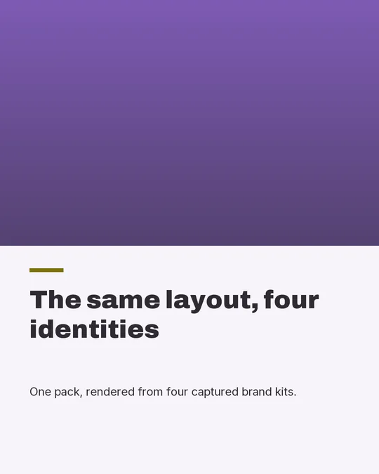 The Editorial carousel pack rendered in the bakery brand kit for Proof & Crumb