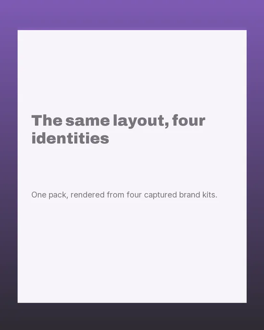 The Frame carousel pack rendered in the bakery brand kit for Proof & Crumb