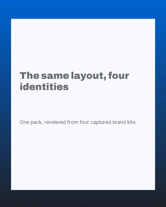 The Frame carousel pack rendered in the nutrition brand kit for Fieldnote